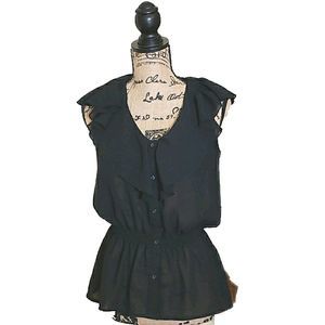 Miss Tina Black Sheer Top NWT S